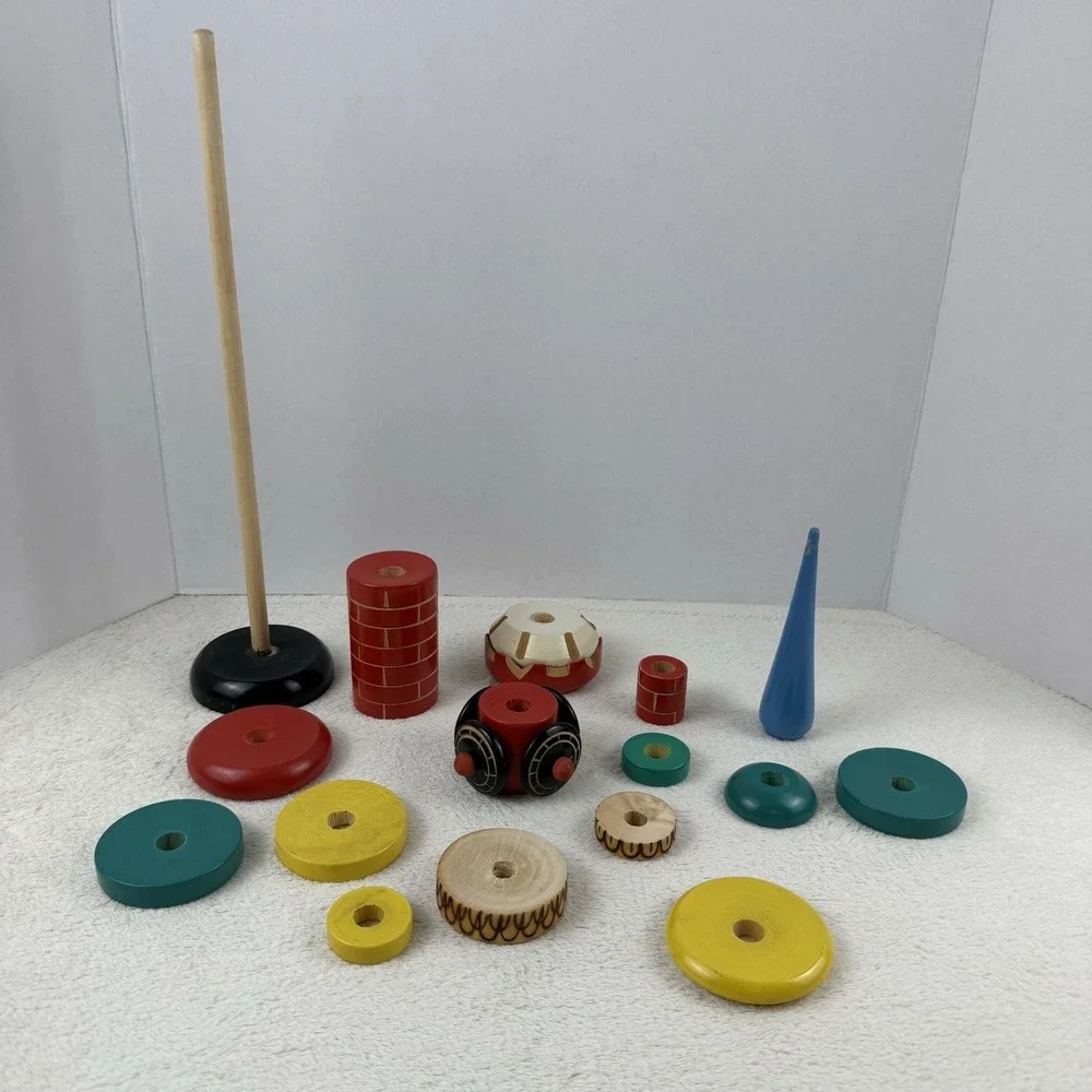 Vintage Russian Tall Wooden‎ Stacking Kremlin Clock Tower Toy Puzzle 18