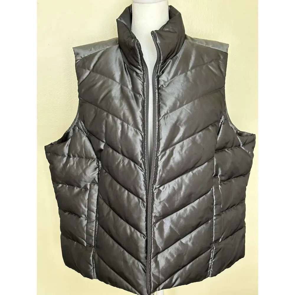 Land’s End Gray‎ Puffer Vest 1X/P 16W-18W Womens Vest