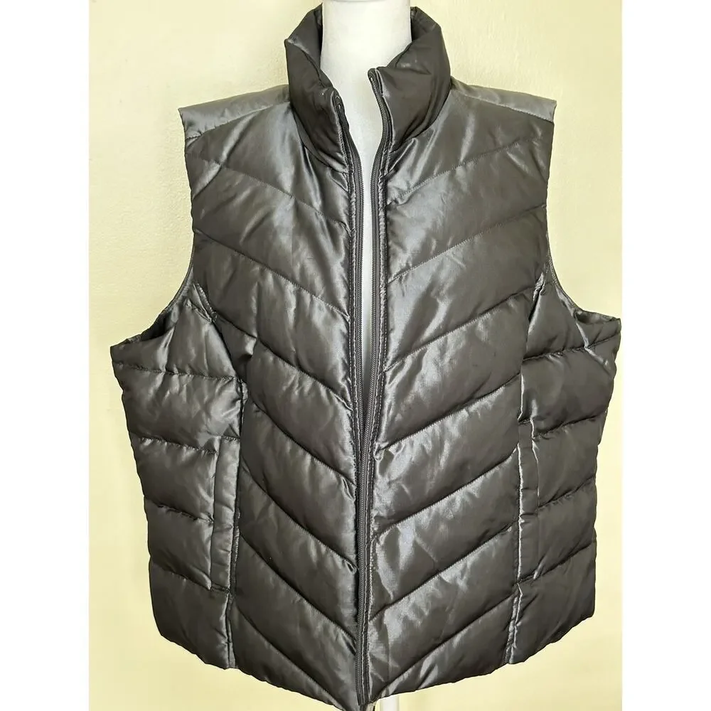 Land’s End Gray‎ Puffer Vest 1X/P 16W-18W Womens Vest