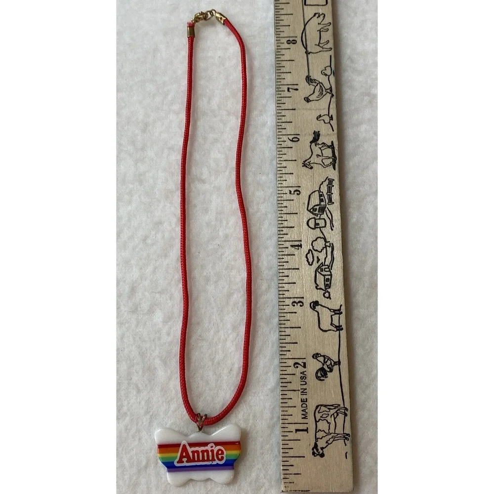 Little Orphan Annie Necklace Plastic Metal‎ Pin Butterfly Heart Sandy Rainbow