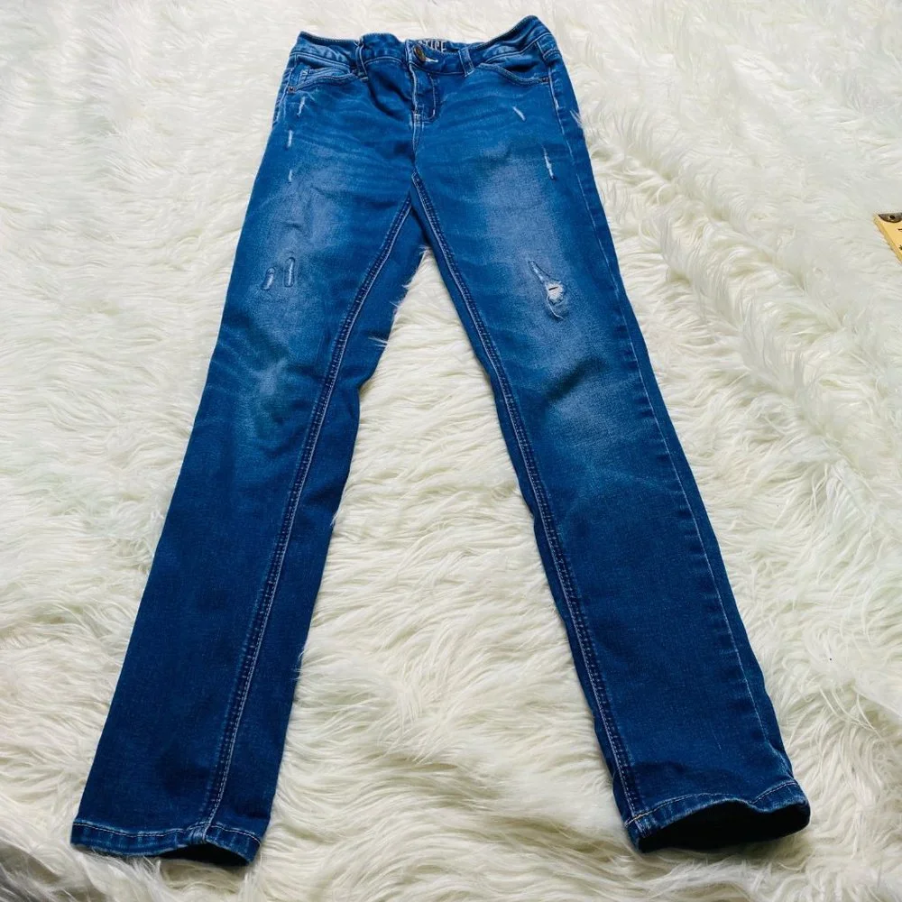 Justice Jeans Girls 14 Super Skinny Distressed Mid Rise Stretch‎ Jeans