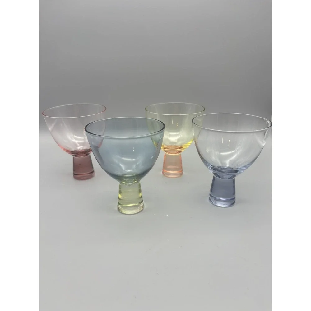 Art Deco Style Barware Glasses Multi Color Set of‎ 4