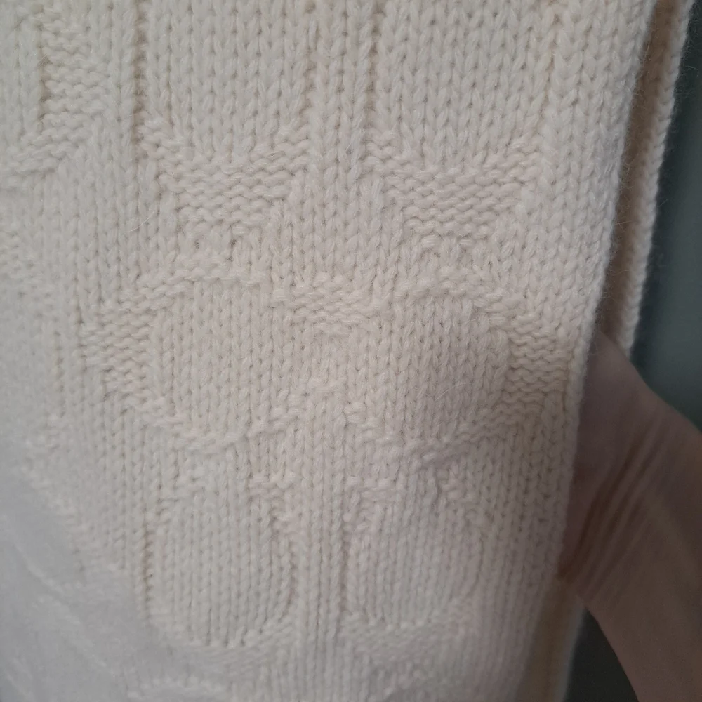 Coach Logo C Wool Angora Knit Scarf Cream NWOT