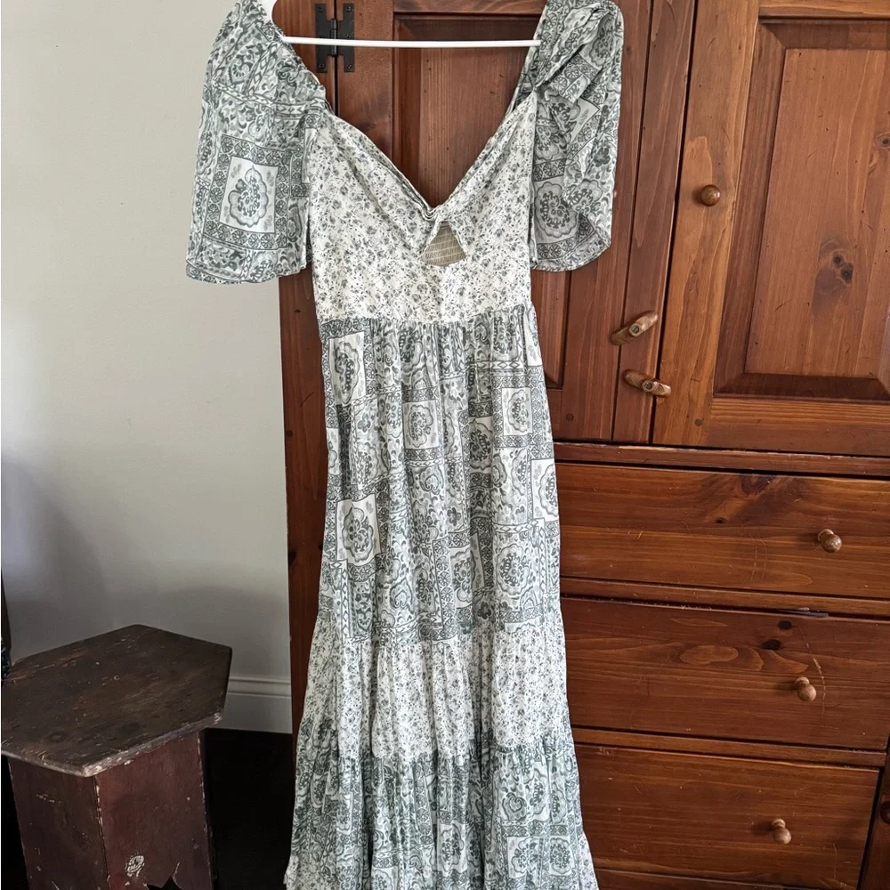 Abercrombie & Fitch Sage Green Floral Patchwork Maxi Dress