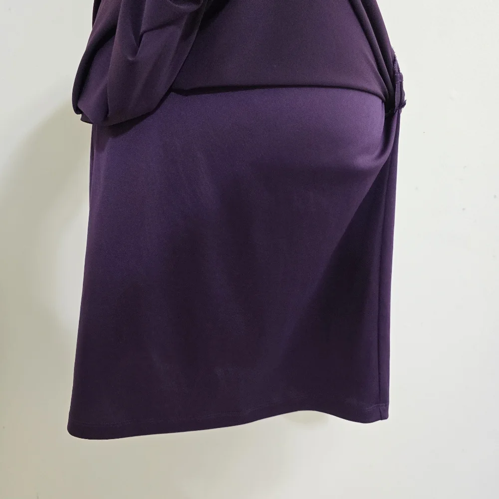 CALVIN KLEIN size 6 Stretch‎ Zip Ruched One Shoulder Embellished Dress Purple