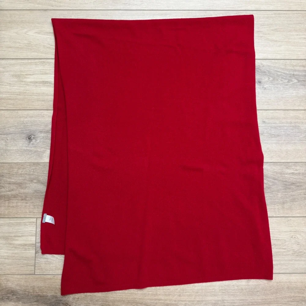 J. Jill Red Wool Cashmere Blend Knit‎ Wrap Scarf Big Oversized Cozy Soft Scandi