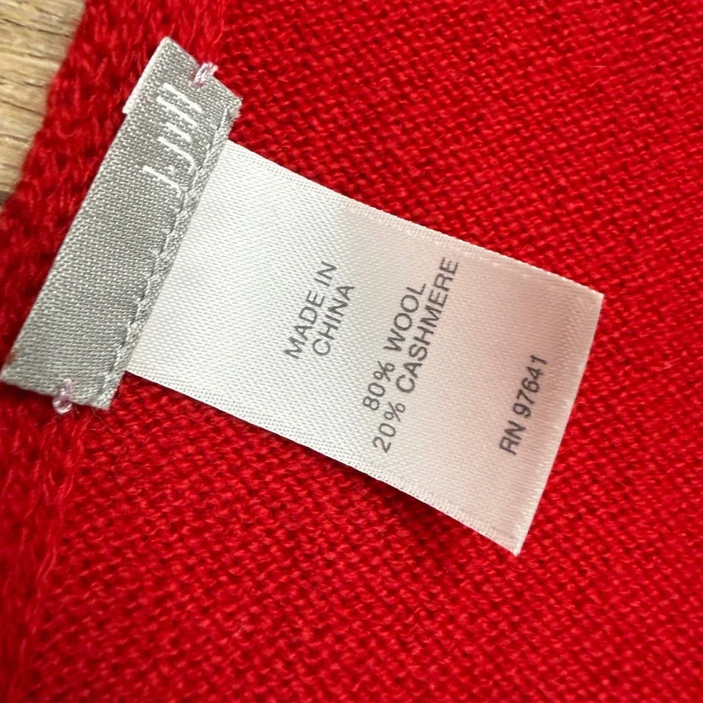 J. Jill Red Wool Cashmere Blend Knit‎ Wrap Scarf Big Oversized Cozy Soft Scandi