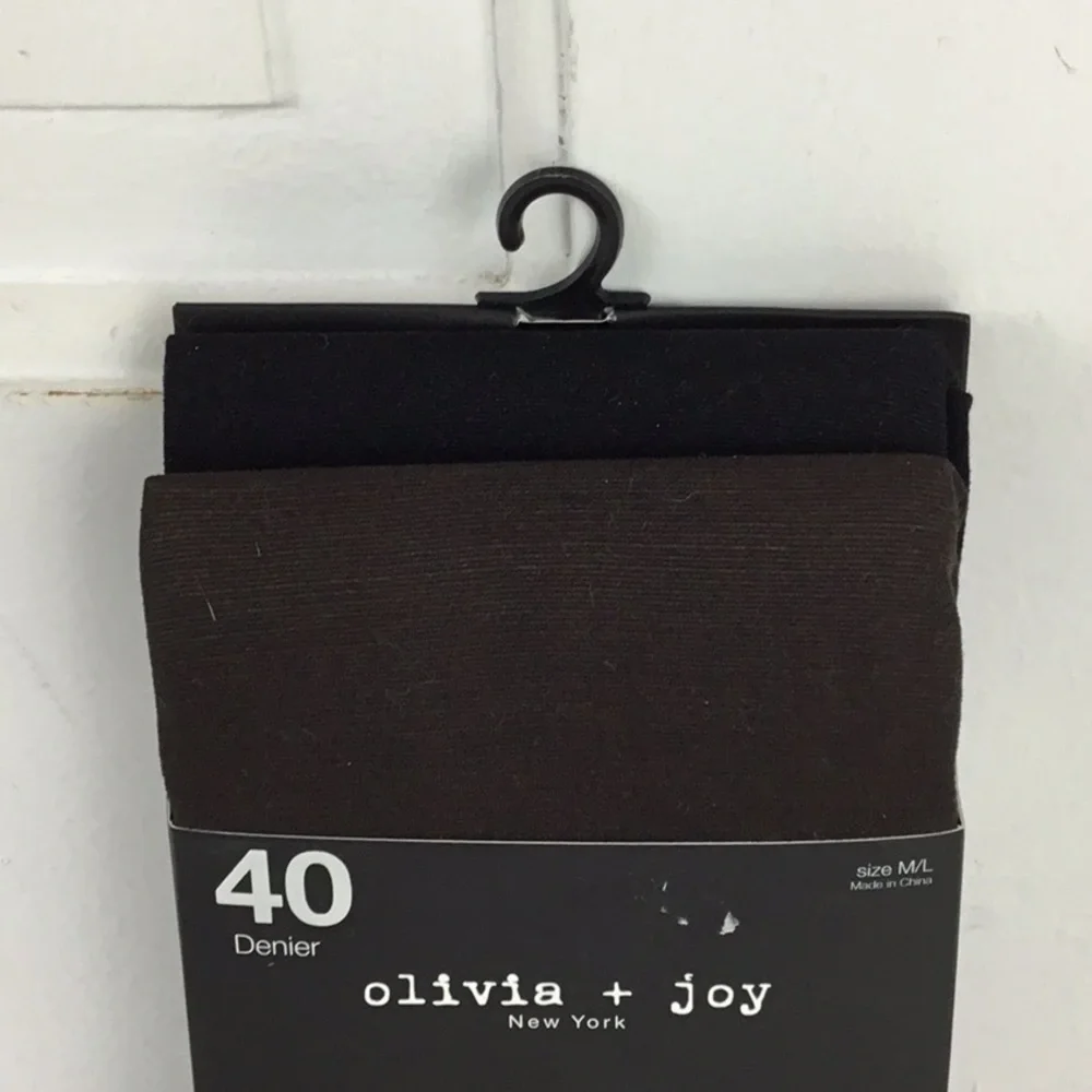 Olivia & Joy Tights Matte Shaper Tights 2 pair Black Brown New