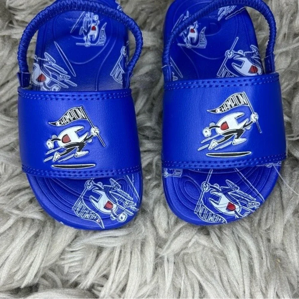 NEW Champion Mega C Man blue toddler boy sandal slides size 6