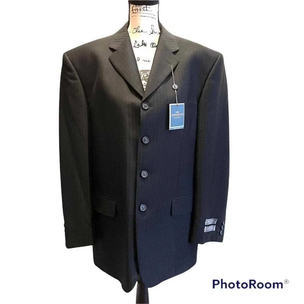 Zandello Collezioni Suit Jacket Blazer Sport Coat Black Size 40R formal office