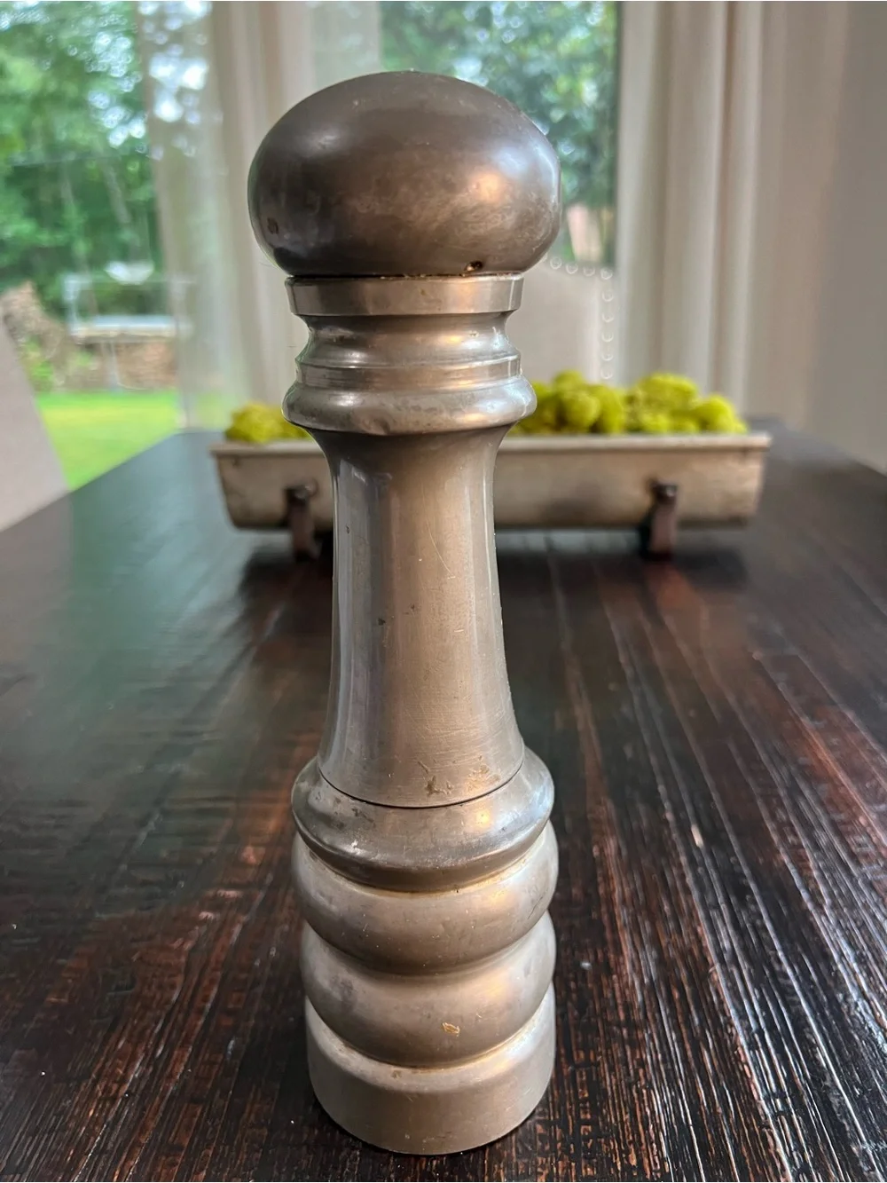 Vintage 'Garantito Tre Spade' Pewter Saltshaker & Pepper Grind Mill Combo- Italy