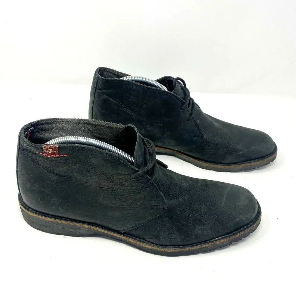 7 For All Mankind Mens Black Leather Desert Chukka Boots Size 11.5