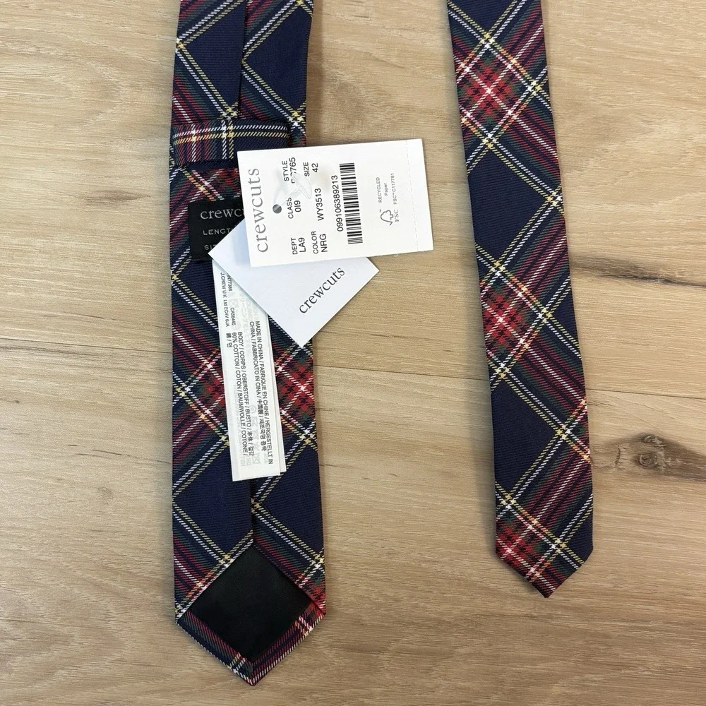Crewcuts Tie Boys Plaid Silk Size 42 Youth 2-7