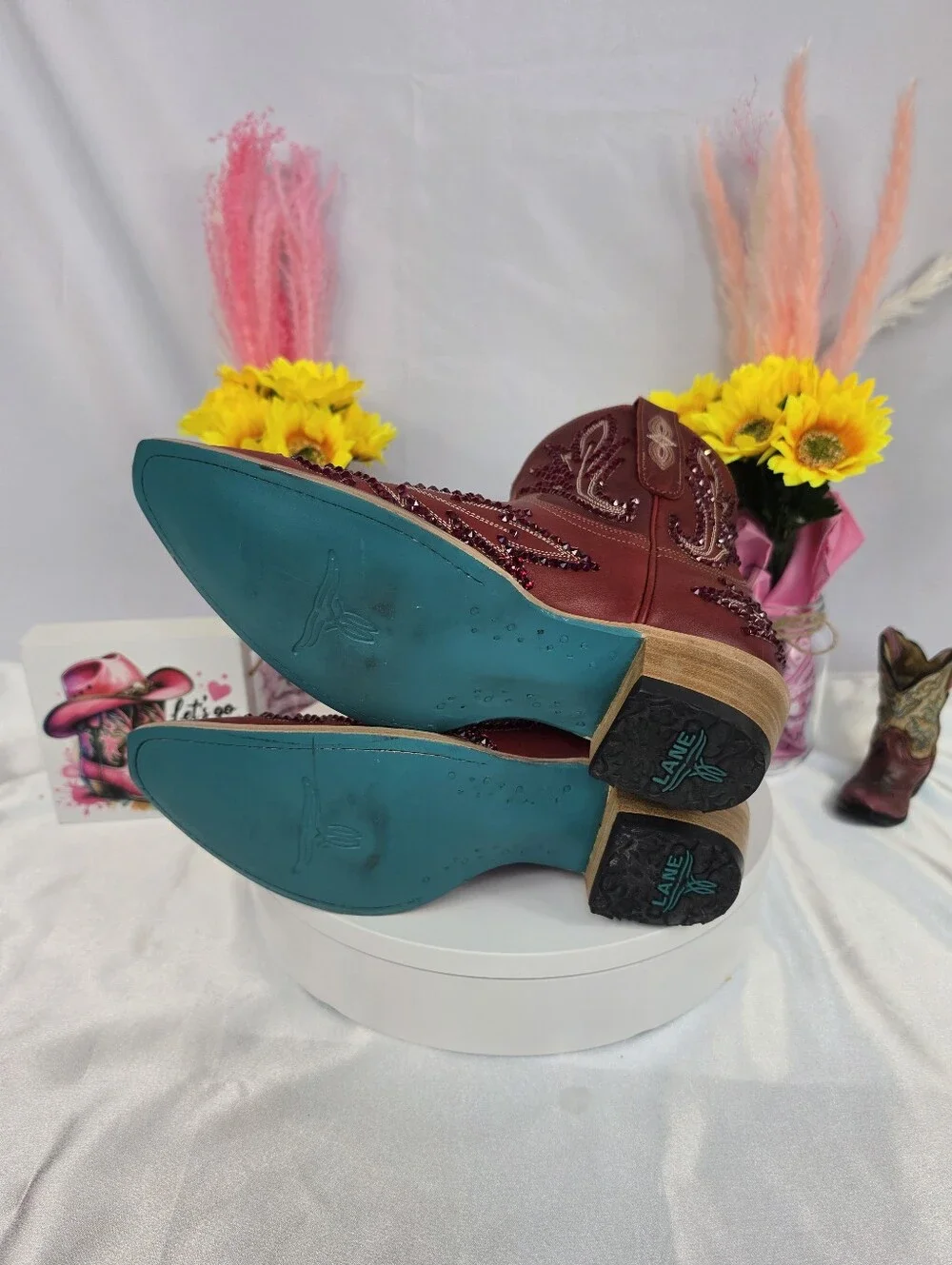 New LANE Lexington Cowgirl Boots W/ SWAROVSKI Crystals 8