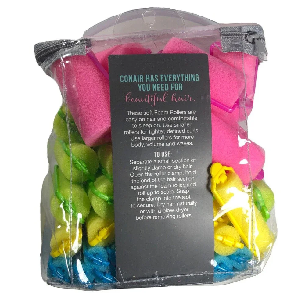 Conair 48 Pack Foam Rollers, Soft Bouncy Curls, Styling Curlers, New In Pack