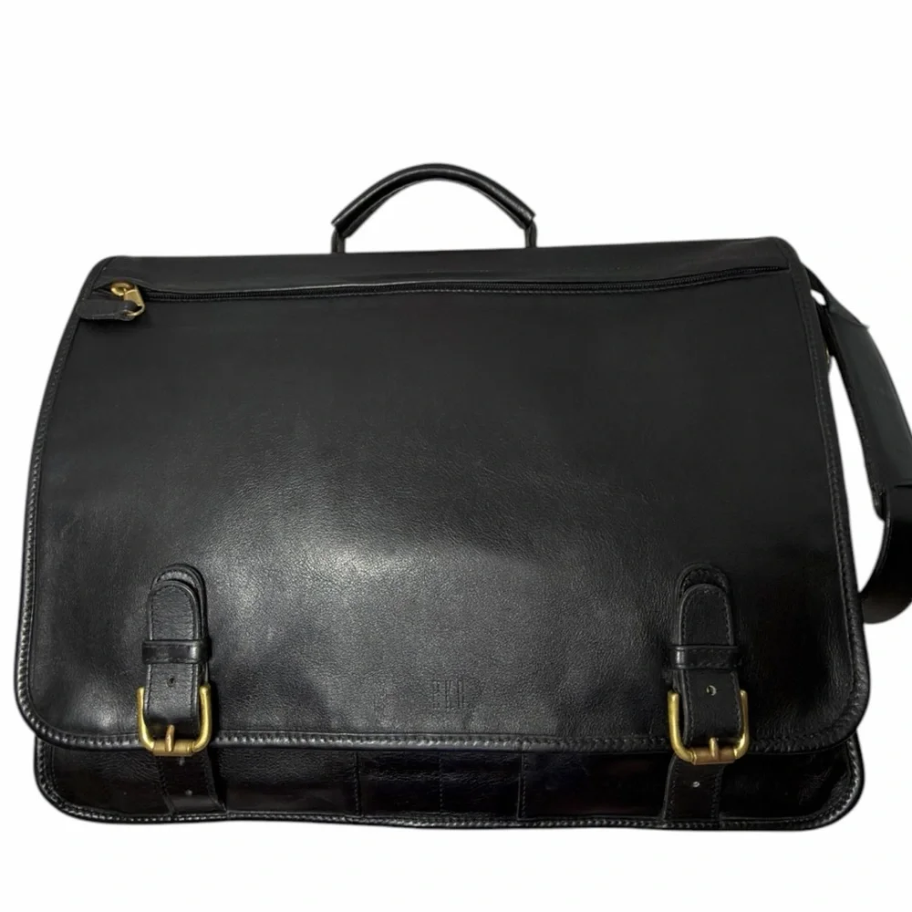 Coach Vintage Briefcase Bag 0514 Black Glove Tanned Leather Top Handle Crossbody