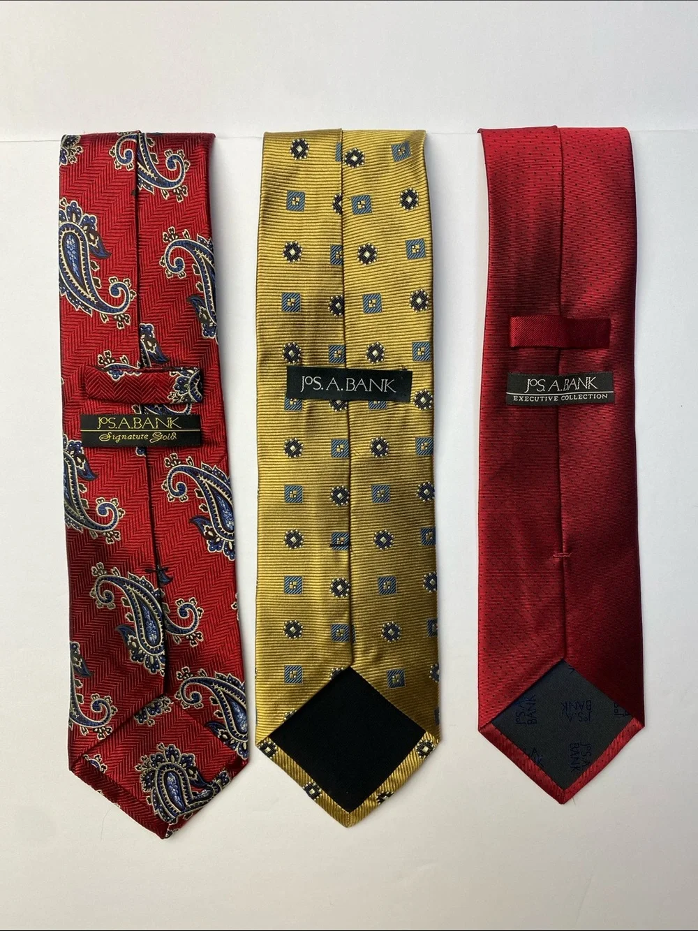 Jos A. Bank Three-Piece Men's Tie Lot/Bundle in Red and Gold