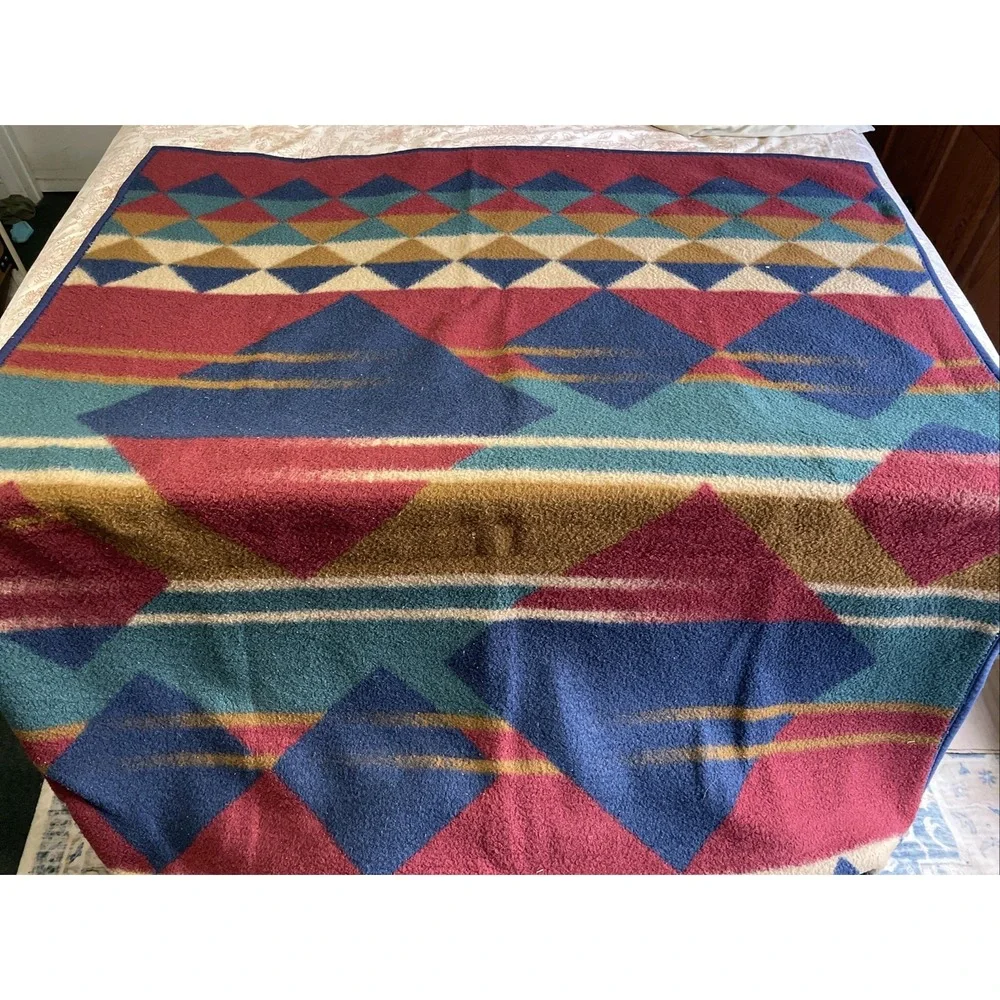 Large Thick Blanket or Couch Throw‎ Earth Tones 55x 74 In.