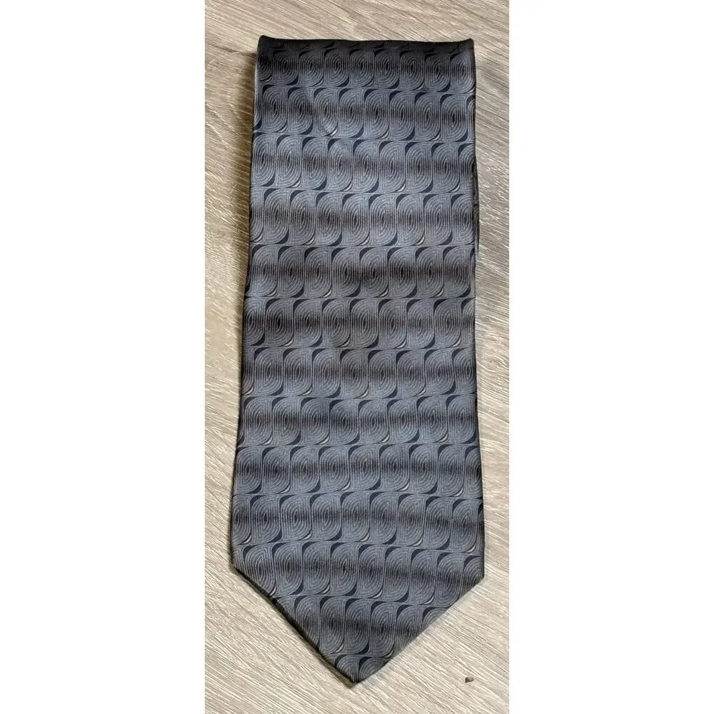 Bill Blass Black Label Men's 100% Silk Geometric Necktie Blue Gray 61