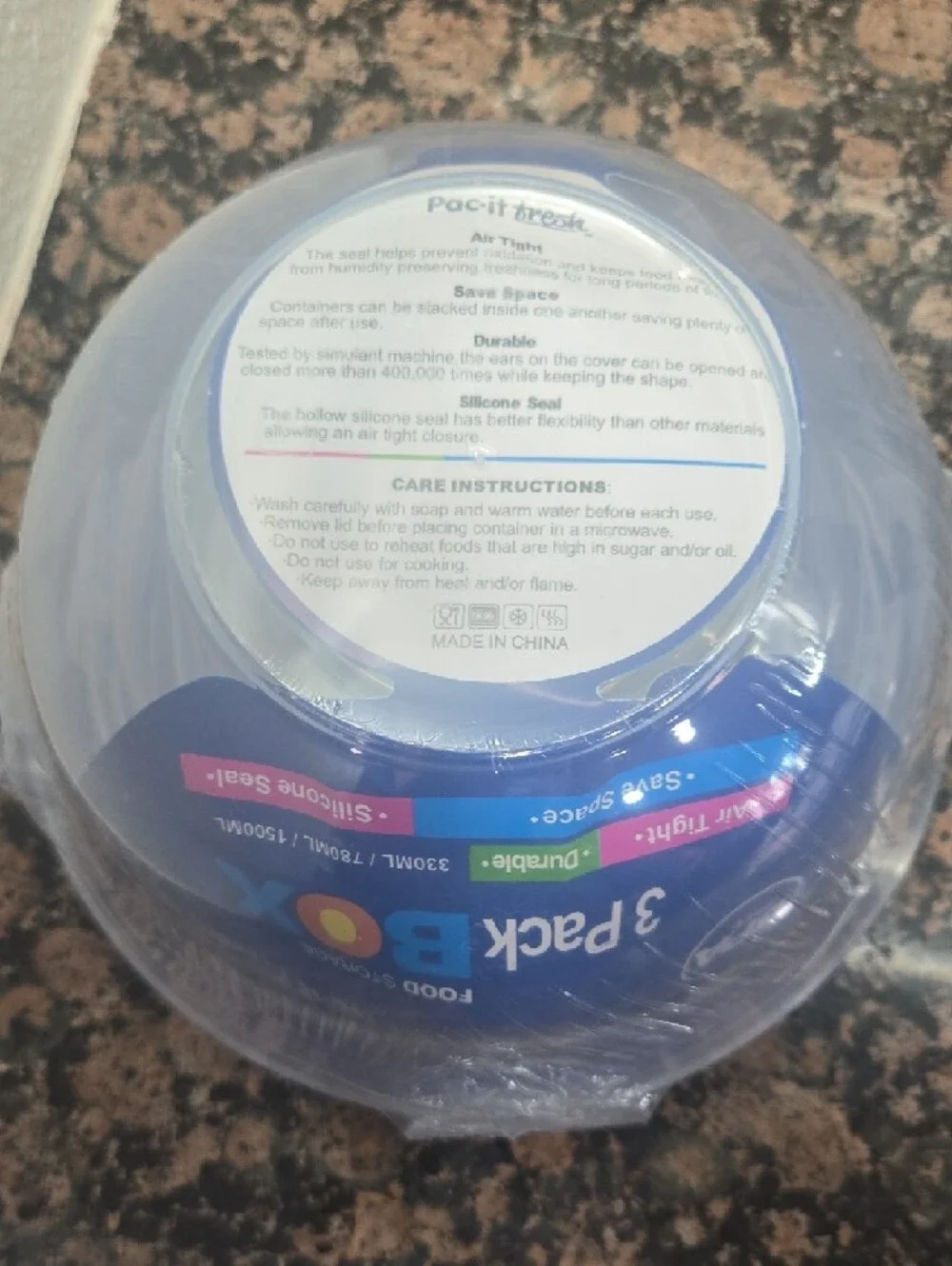 Blue Round Food Storage Container - 3 Pack