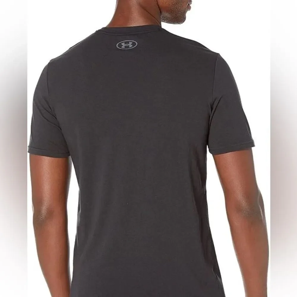 NWT Under Armour Men's Black Short Sleeve Graphic Logo Tee Gray Print