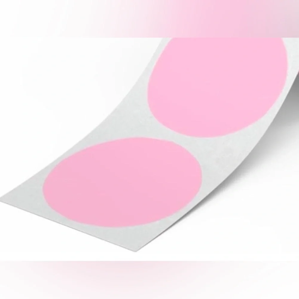 50 STICKERS - 2” ROUND - SIZE SMALL “S” - CLOTHING LABELS - PINK