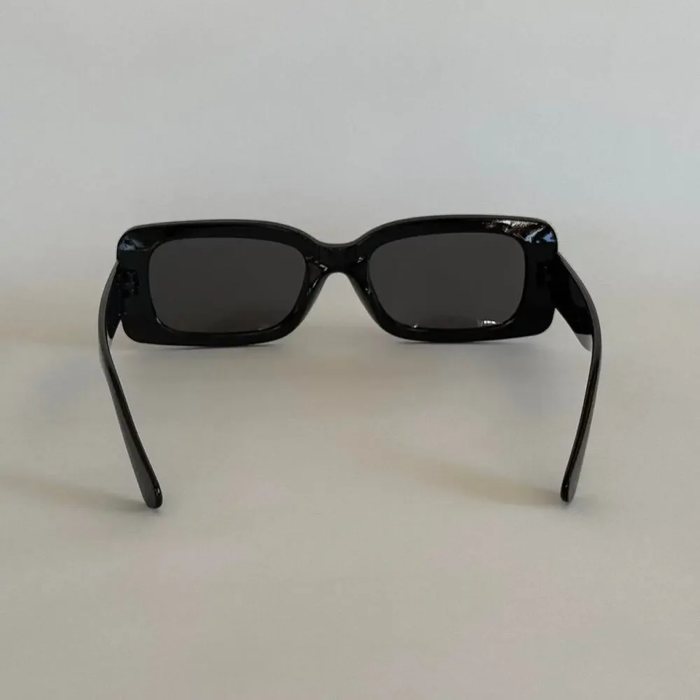 Y2K Black Square Sunglasses Grey Lens Unisex Modern Streetwear UVA UVB