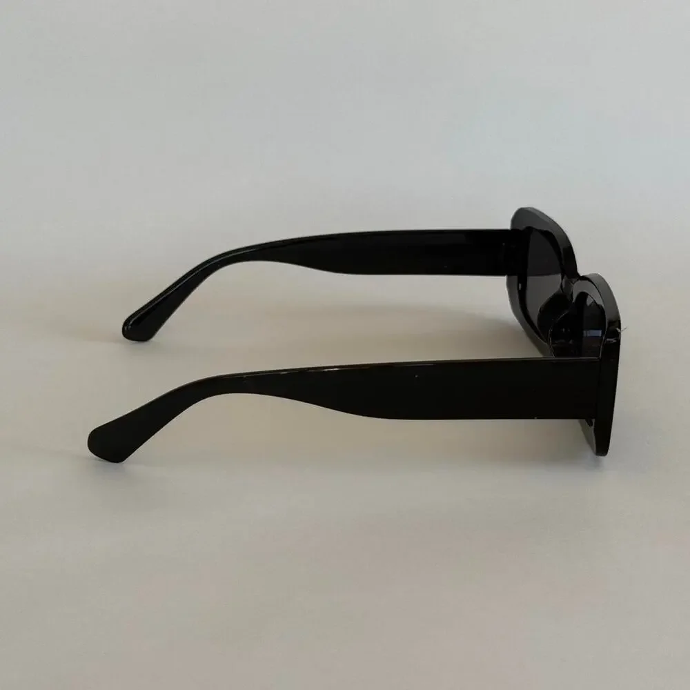 Y2K Black Square Sunglasses Grey Lens Unisex Modern Streetwear UVA UVB
