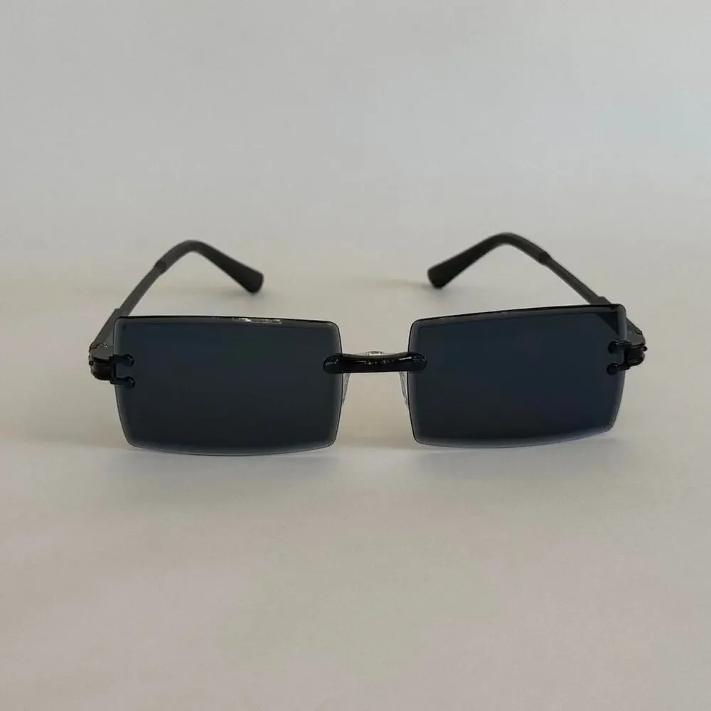 Y2K Black Rectangle Sunglasses Unisex Subtle Flair Streetwear UVA UVB