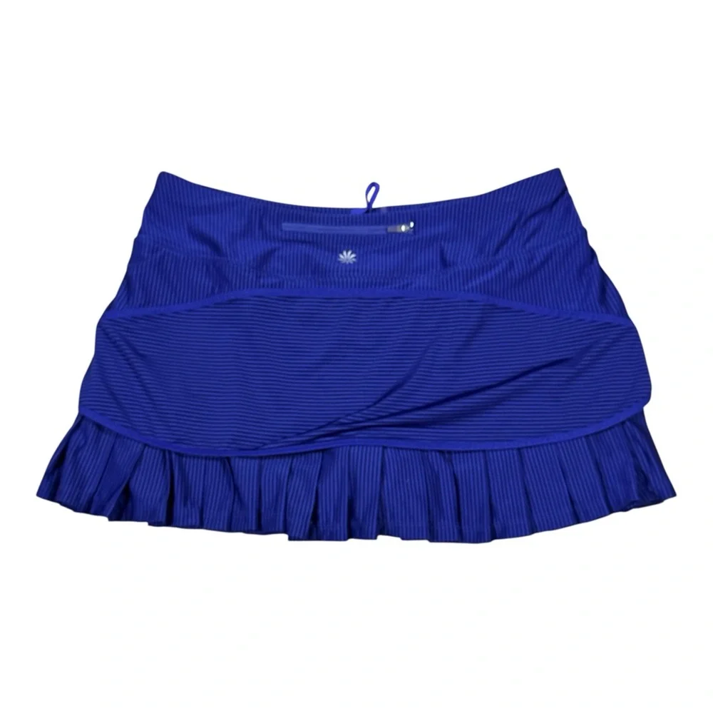 Athleta Pinstripe Good Match Pleated Tiered Tennis Golf Pickleball Skort Blue