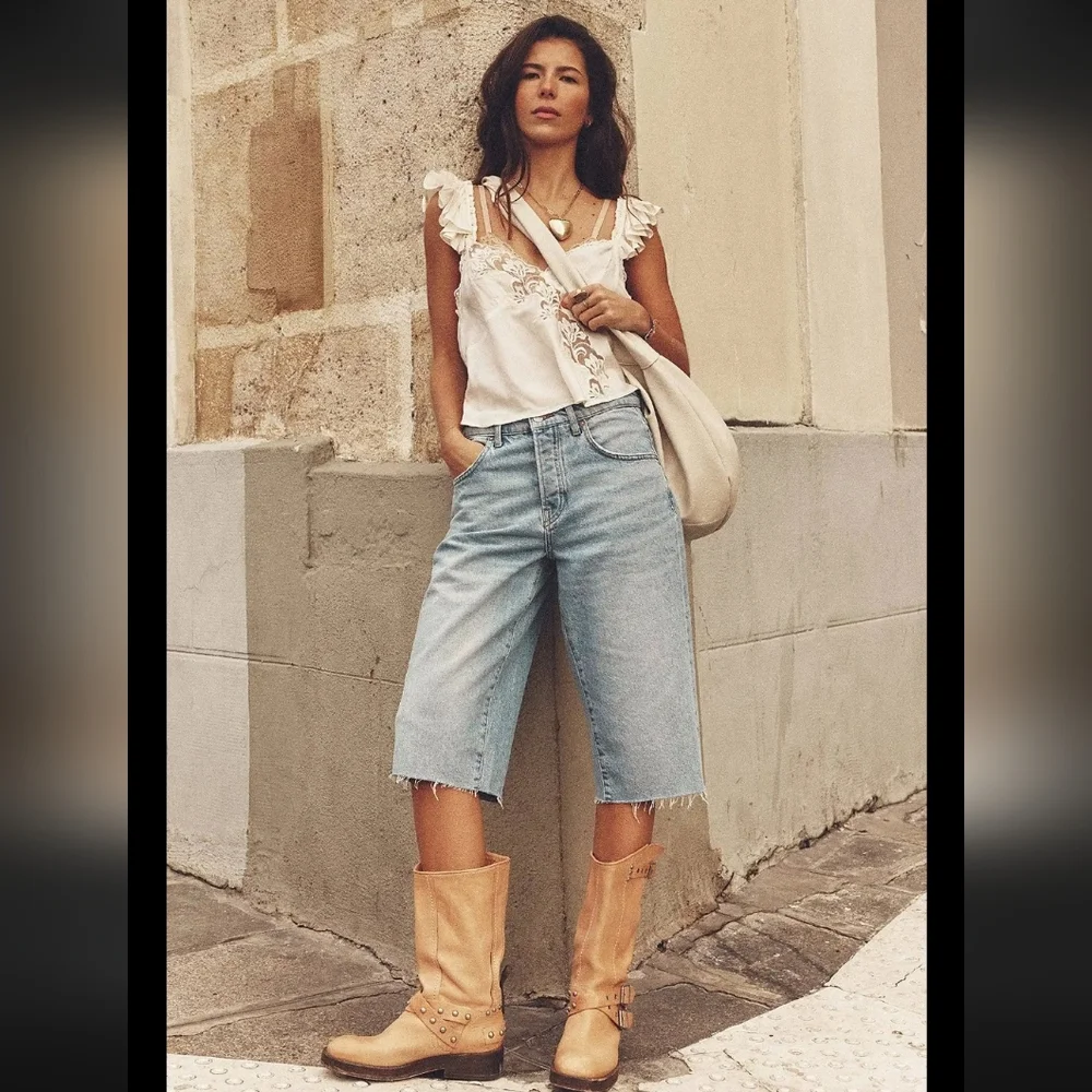 Free People We The Free Jam Session Relaxed Capri Light‎ Jeans