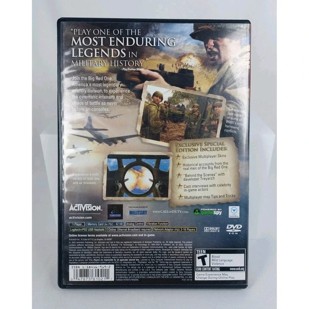 PS2 Playstation 2 Call of Duty 2 : Big Red One Special Edition Game Teen No Book