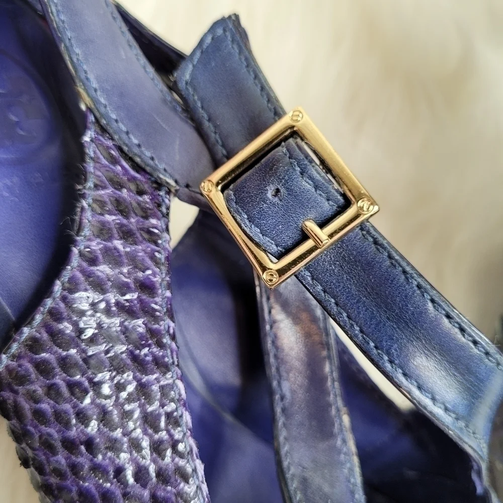 Tory Burch Purple Chunky Embossed Deidre Heels