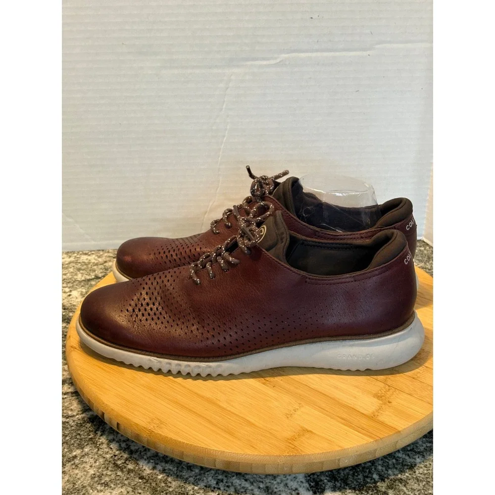 Cole Haan ZeroGrand Mens Burgundy Leather Perforated Wingtip Oxford Sneakers 11M