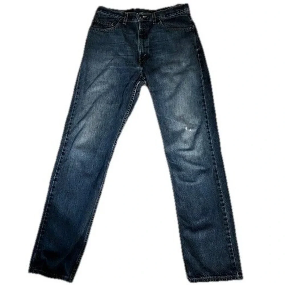 Levi's Jeans Mens 26‎ 505 Regular Fit Straight Leg Dark Wash Denim Blue Pants