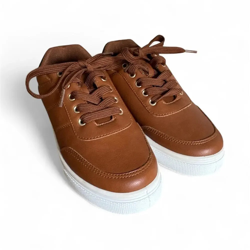 Josmo‎ Kids Boys Lace-Up Casual Sneaker Brown Tan Size 2 Big Kid