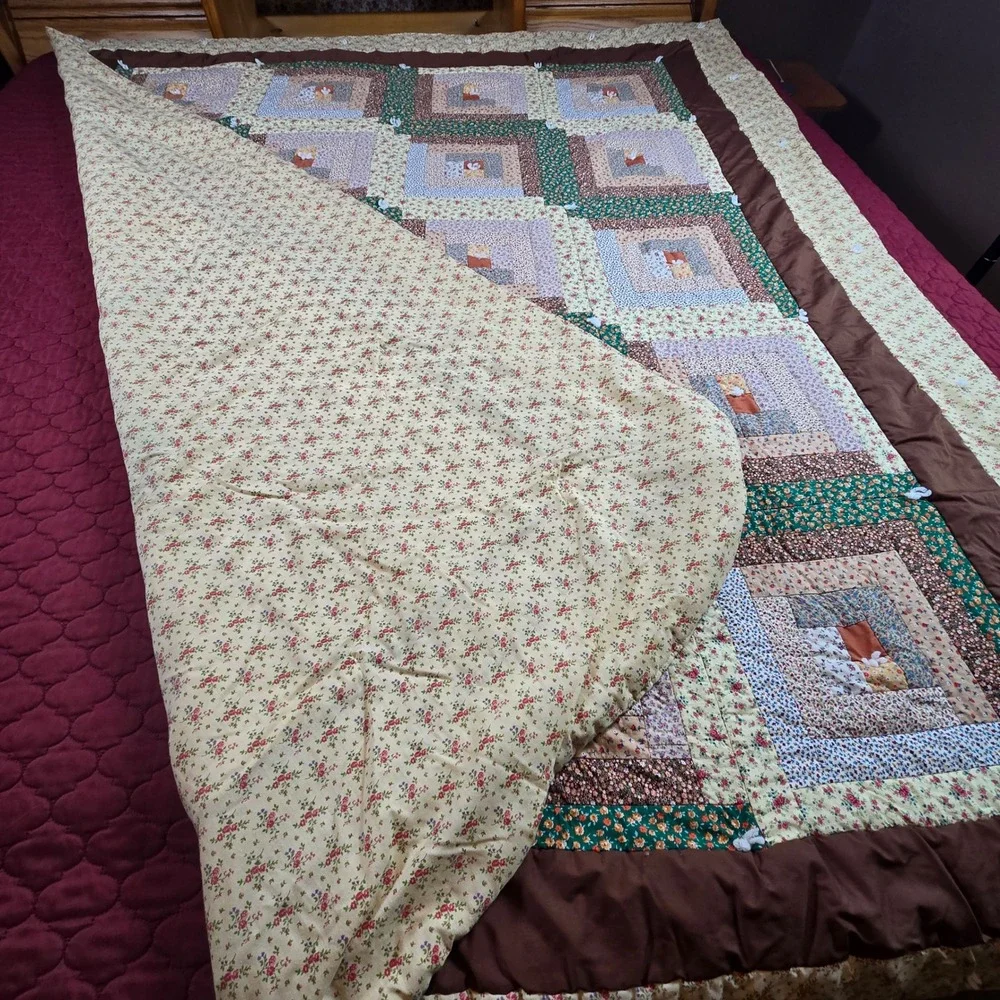 Vintage Handmade Quilt Throw Blanket 83