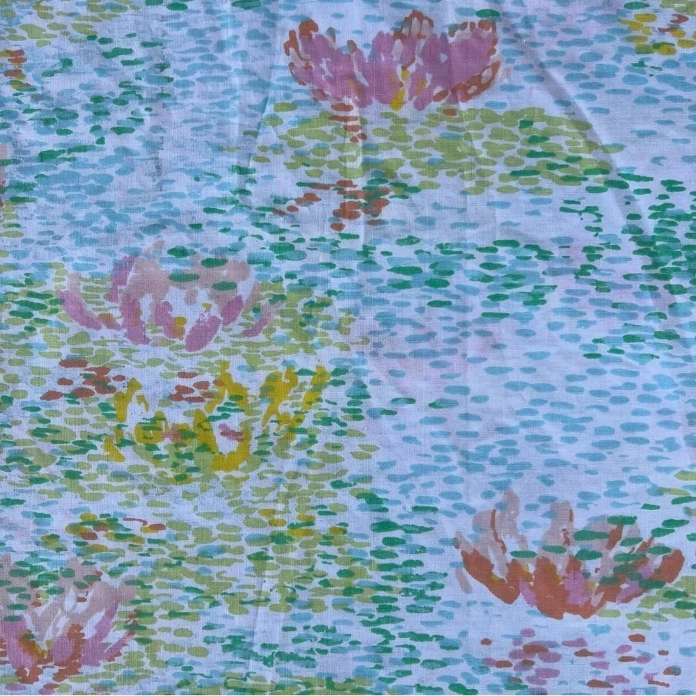 Vintage Springmaid Monet Water Lilies Flat Sheet 83x99 Colorful GUC