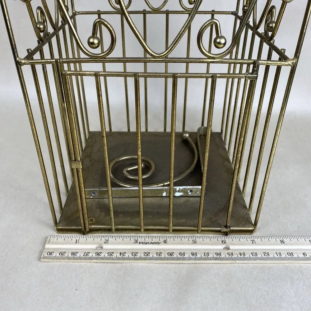 Vintage Metal Brass‎ Color Bird Cage/ Planter Hanger/ Door Preowned