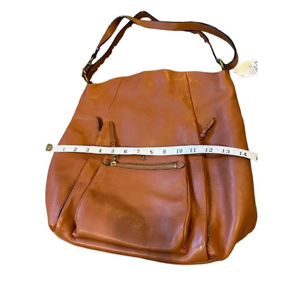 Elliott Lucca Vivien Large Brown Leather Hobo Bag Women's Shoulder Handbag