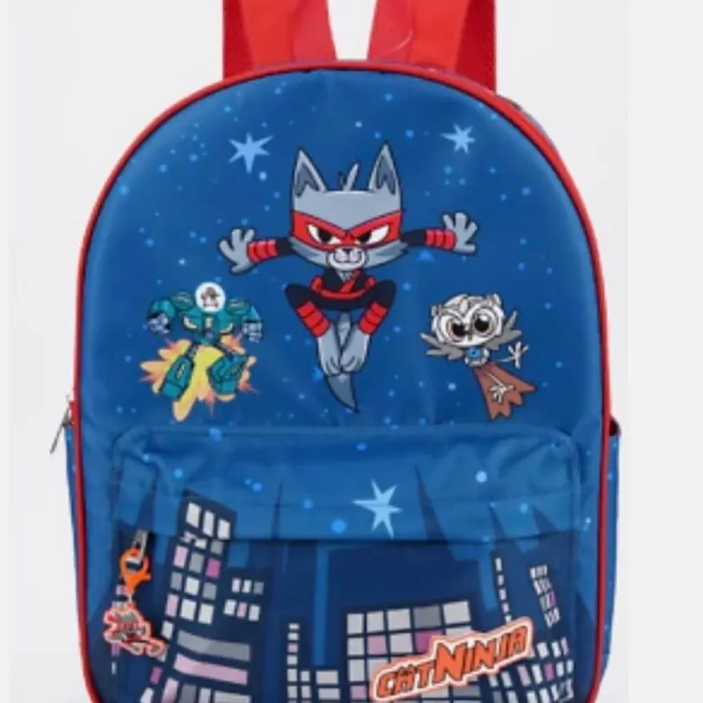NEW Cat Ninja EPIC Backpack Bookbag‎ Kids Cartoon Detachable Keychain