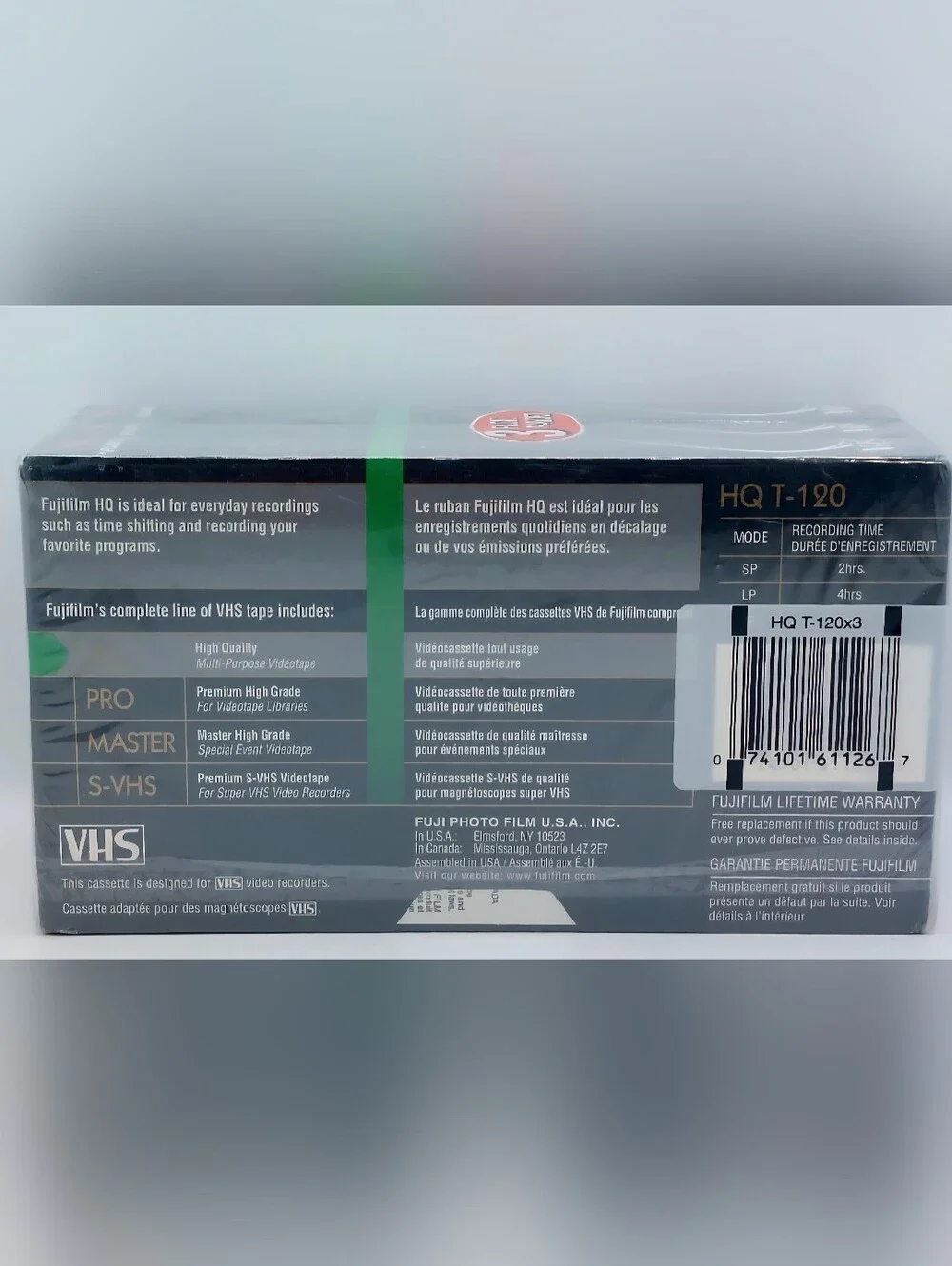 FujiFilm HQ120 VHS Blank Video Tapes 3 Pack Sealed T-120 6 Hour Recording