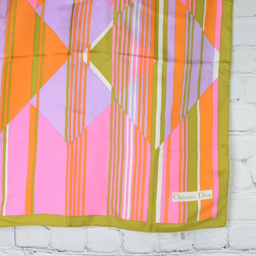 VTG DIOR Geometric Silk Twill Scarf