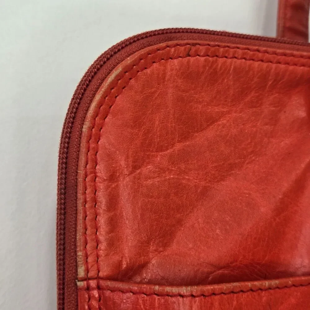 Latico‎ Red Leather Business Tote Bag Shoulder Laptop Full Zip around Organizer