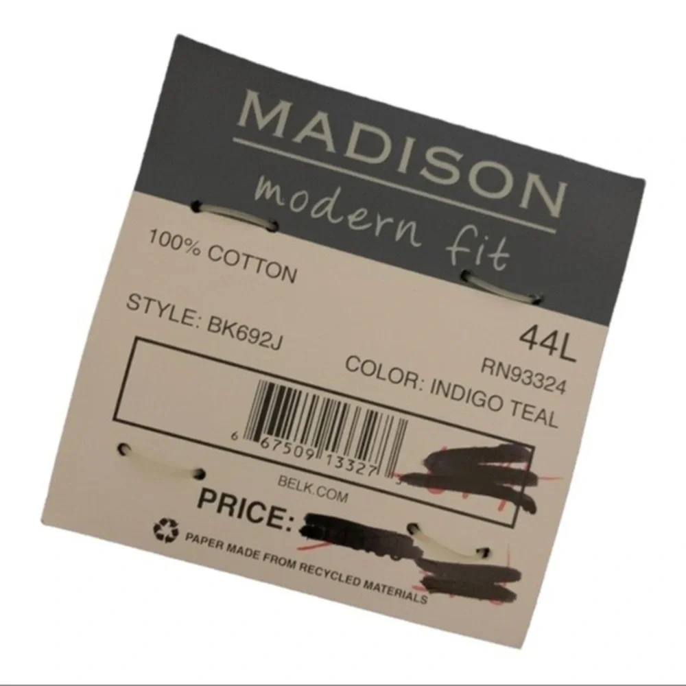 MADISON Modern Fit Suit Jacket Black Size 44L For Men NWT