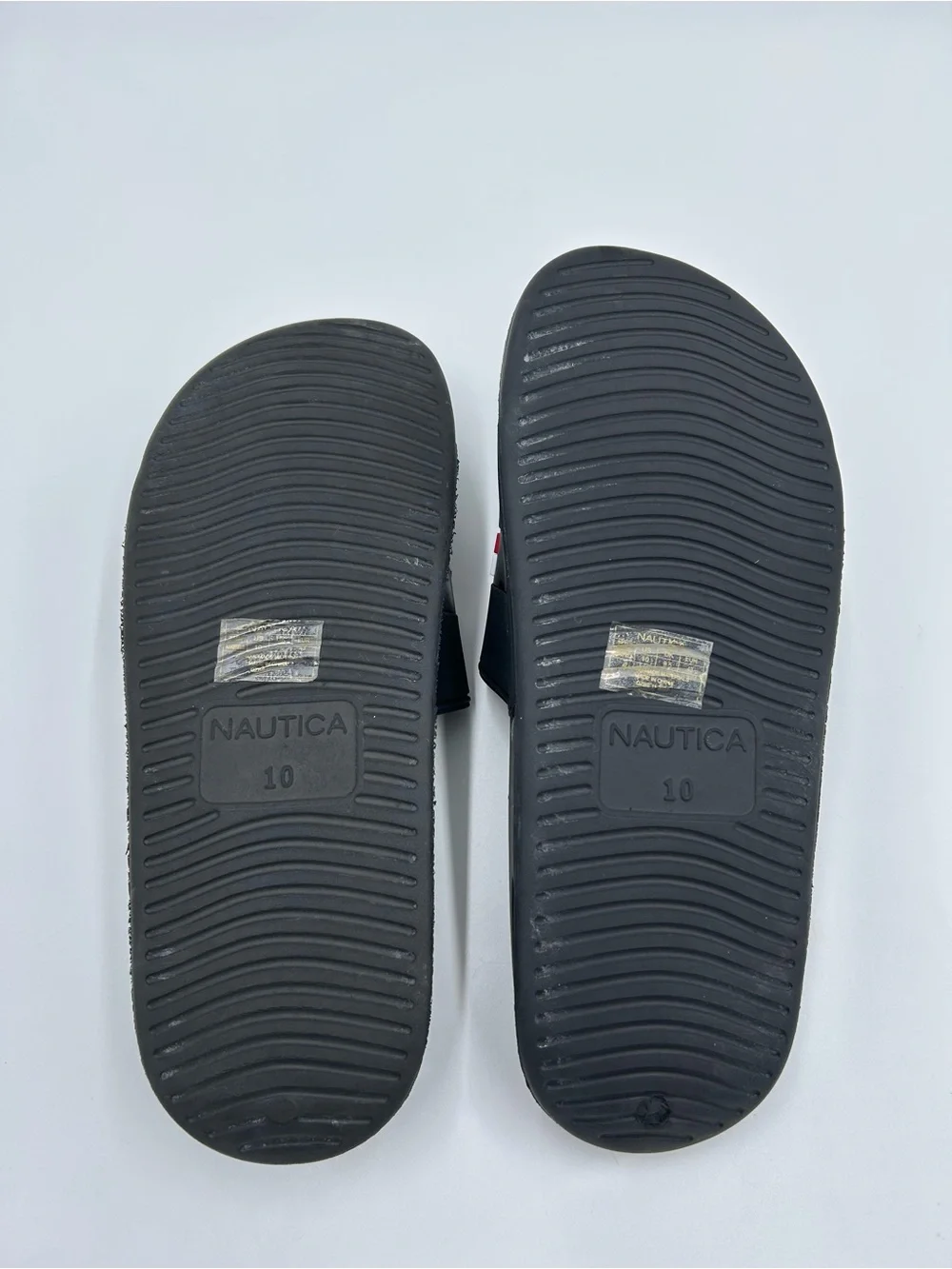 Nautica Black Slides with Red & White Logo Band 10
