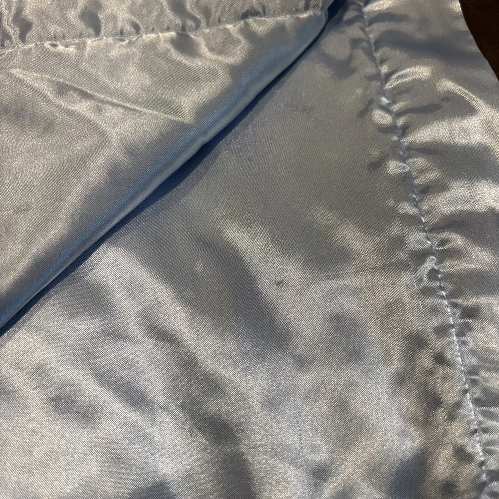Baby Connection Satin Trim Blue Dot Minky Soft Baby Blanket Security Lovey 30x40