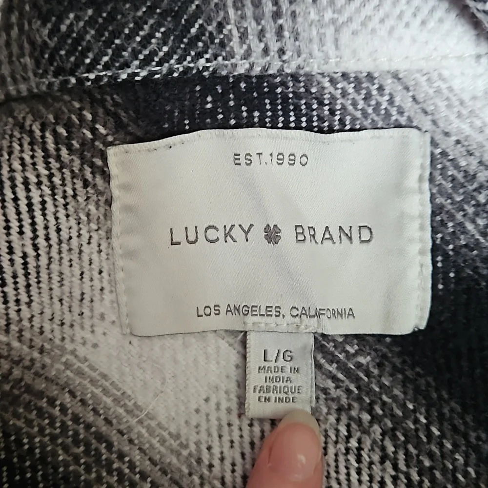 Lucky brand black white and grey flannel shacket women's size large