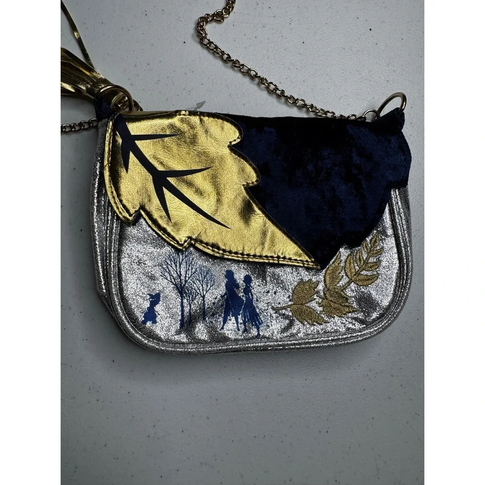 Disney Frozen 2 Kids Crossbody Bag Silver Gold Navy Blue Anna Elsa Olaf Tassel