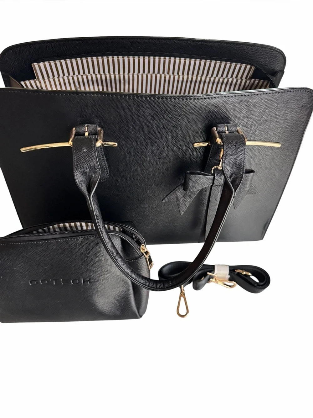 Elegant Black Tote Bag Set